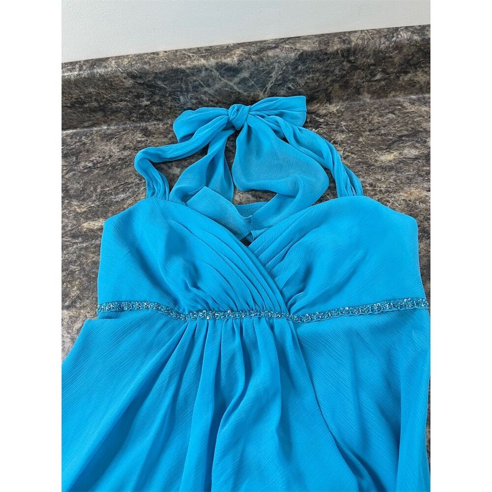 David's Bridal Women's Size 4 Blue High-Low Party Dress halter neck formal - Picture 12 of 14